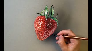 Painting a Strawberry - Watercolor Time Lapse