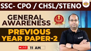 SSC- CPO / CHSL/Steno || General Awareness || Previous Year Paper -2 || Shashank