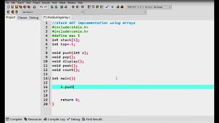 Stack Data structure - stack ADT program using Arrays