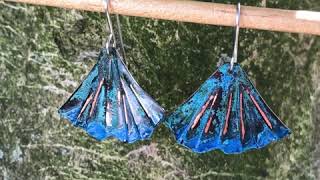 Blue Patina Copper Mermaid Tail Earrings