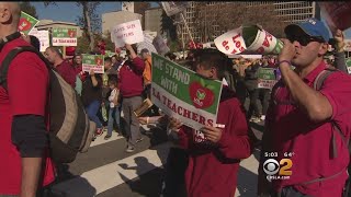 Thousands Of Teachers March In Downtown Los Angeles As Strike Looms