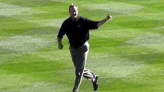 Adrian Gonzalez and Steve Lyons Walkoff Soaking by Matt Kemp at Dodger Stadium