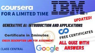 Generative AI: Introduction and Applications, All Quizzes and Assignments with Answers #aicourses