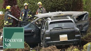 Investigators at the Peace Arch Border after fiery crash | Vancouver Sun