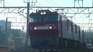 EH500-51牽引3087ﾚと前後の貨物列車　府中本町　2017/11/29