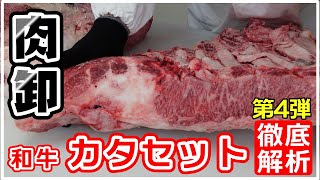 【和牛カタセット④カタバラ解体】和牛カタバラを解体！焼肉屋で人気の特上カルビ肉となる肉卸が塊肉の切り方公開！肉音ASMRも☆