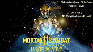 Mortal Kombat 11 Ultimate - Gold Sub-Zero Klassic Tower On Very Hard No Matches/Rounds Lost