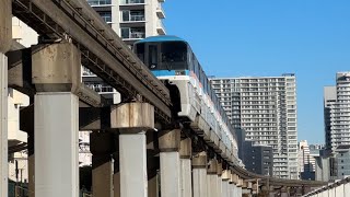 東京モノレール1000形1007F編成　空港快速羽田空港第2ターミナル行きとして真上を通過するシーン