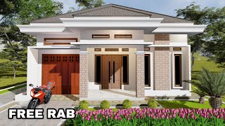 Desain rumah rumah minimalis sederhana 9x12m 3 kamar tidur+musholla