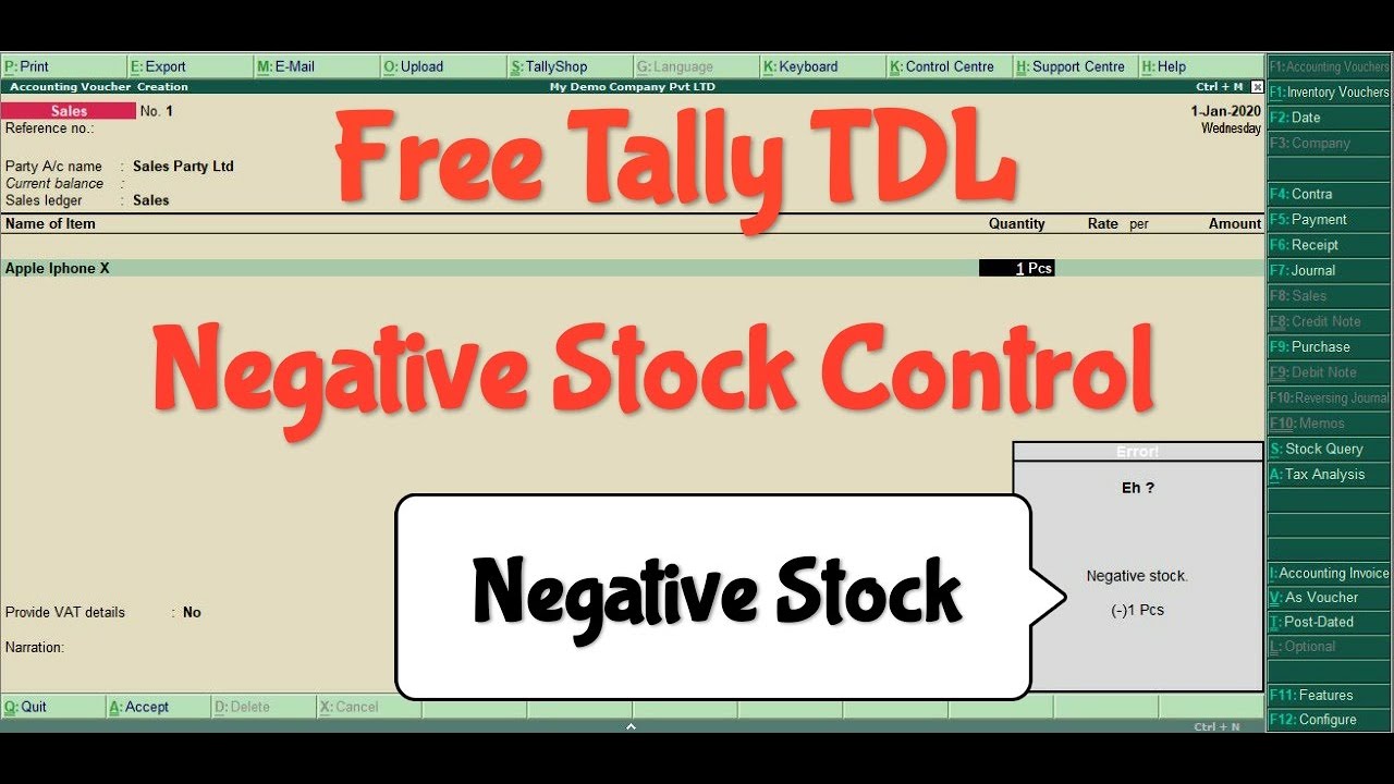 Tally Free TDL Ep 03 How To Stop Negative Stock In Tally #tallyprime # ...