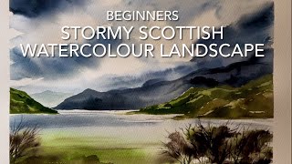 5 Colours SCOTTISH LOCH & MOUNTAINS STORM WATERCOLOR LANDSCAPE Loose Watercolour PAINTING Techniques