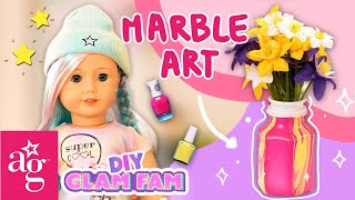 Harper Learns How To Make COOL Marble Water Art 🎨 | GLAM FAM KNOWS HOW | American Girl Doll Crafts