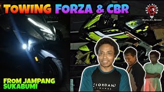 Om Yono bela-belain motor Forza dan CBR-nya ditowing dari Sukabumi ke Kedai Riders