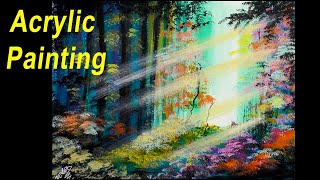 Acrylic Painting for Beginners | Step by Step | Magical Forest| Landscape