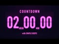 2 Hours Countdown Timer ⏳ Flip Clock with Low Beeps Every 5 Minutes 🟣