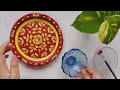 মাটির থালায় কীভাবে ভার্নিশ করবে matir thala painting how to apply vernish on clay plate