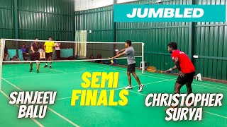 CHRISTOPHER/SURYA vs SANJEEV/BALU || Jumbled Doubles - SEMIFINALS || CBE Open Badminton Tournament