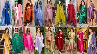 New Party wear Plain Satin Silk Suit Designs 2024-24 || Satin Suit Designs || Satin Dresses design