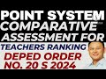 new criteria for deped ranking point system for comparative assessment