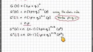 Finding the pgf of a binomial distribution mean and variance
