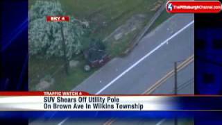 Wilkins Twp SUV Crash Shears Off Pole