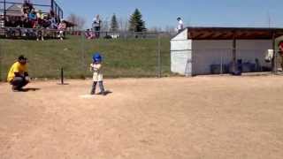 Avery Thurman - first tee-ball hit. May 2013