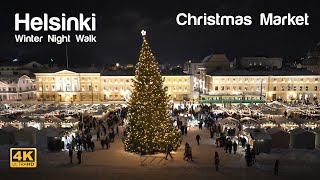 Christmas Market of Helsinki 🎄 Winter Night Walk