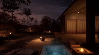 Beautiful Autumn Night Ambience | Water, Crackling Fire, Crickets, Owl Sounds, Nature Sounds