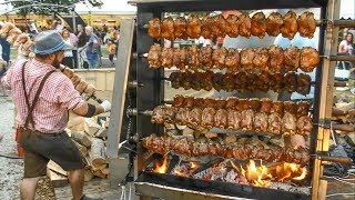 Huge Grills with Pork Shanks. Austria Street Food