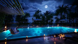 Luxury Pool on the Island at Night | Aquatic Ambience | Cozy Ambient Pool | 4K