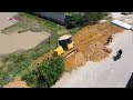 amazing landfilling start new project by excellent skill driver dozer komatsu dr51px push soilrock