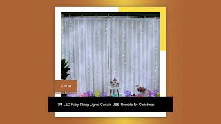 3M LED Fairy String Lights Curtain USB Remote for Christmas