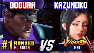 SF6 ▰ DOGURA (#1 Ranked M.Bison) vs KAZUNOKO (Mai) ▰ High Level Gameplay