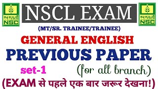 NSCL PREVIOUS GENERAL ENGLISH PAPER FOR TRAINEE/SR.TRAINEE SET-1