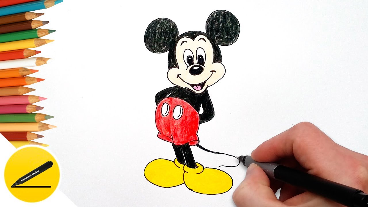 Mickey Mouse Easy Cartoon Drawing For Kids