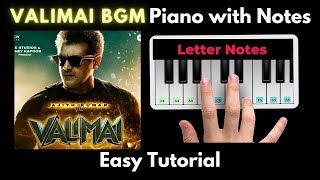 Valimai BGM Piano Tutorial with Notes | Yuvan shankar Raja | Perfect Piano | 2021
