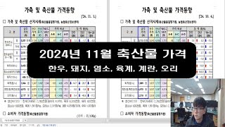 11월 축산물 가격, 도축 및 수입 실적 / 염소, 한우, 돼지, 닭, 오리, 계란, 우유 등