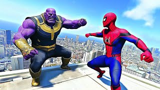 SPIDER-MAN vs THANOS INFINITY STONES Jumps/Fails in GTA 5 Ragdolls (Momentos Engraçados)