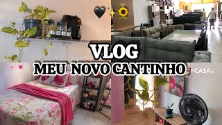 VLOG:MEU NOVO CANTINHO🖤//COMPRINHAS DA SEMANA satisfação ver tudo limpinho e organizado🫧✨🥰