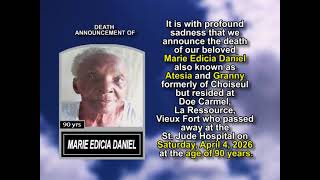 Marie Edicia Daniel ~ Short Obituary