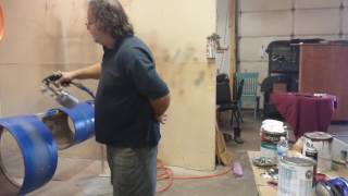 refinishing slingerland drums in a blue and silver duco finish