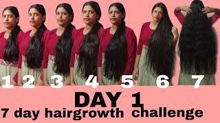 Day 1 - 7 day long and thick hairgrowth challenge 💯. Amazing result in 1 week.