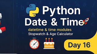 Master Python in 30 Days – Day 16 | Python Date & Time – datetime & time Modules, Stopwatch & Age