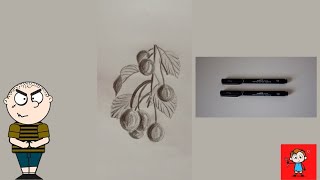 How to Draw Cherries Easy Drawing | how to draw a realistic cherry step by step (Easy Drawing)