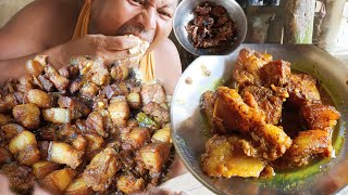 SPICY PORK FRY, DAL, WHITE RICE COOKING EATING💥Oma Bedor Hwnwswilai Gwtao Nw