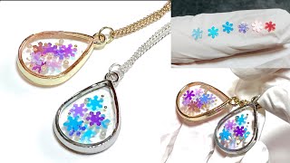 【UVレジン　100均】初心者さんも簡単に作ろう❄️雪の結晶ネックレス❄️ Snowflake necklace