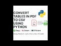 Convert PDF Tables to CSV in Python | Tabula & Pandas Tutorial (Step-by-Step)
