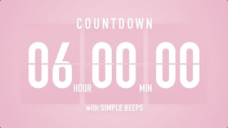 6 Hours Countdown Flip Clock Timer / Simple Beeps 🌸🔔