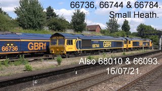 68010, 66093, 66736, 66784, 66744. Small Heath, 16/07/21 (Part 1 from a few weeks ago)