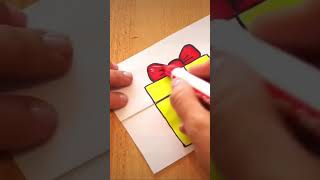 Weihnachtskarte basteln 🎁 Merry Christmas Gift Card  🦌 Geschenk zeichnen 🎁 Draw Surprise Gift Box